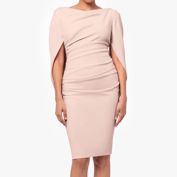 Betsy & Adam Dresses & Skirts - New Betsy & Adam Jordan Short Scuba Crepe Draped Back Dress in Blush Size 14